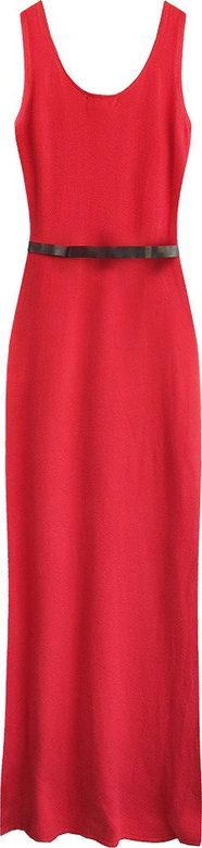 SUKIENKA MAXI Z PASKIEM CZERWONA (1548)