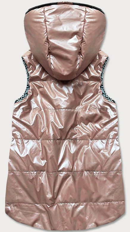 Rozkloszowany dwustronny bezrękawnik damski beżowy (b8005-51)