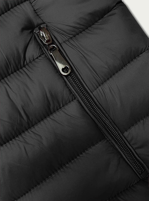 Pikowany bezrękawnik z kapturem damski czarny (16M9139-392)