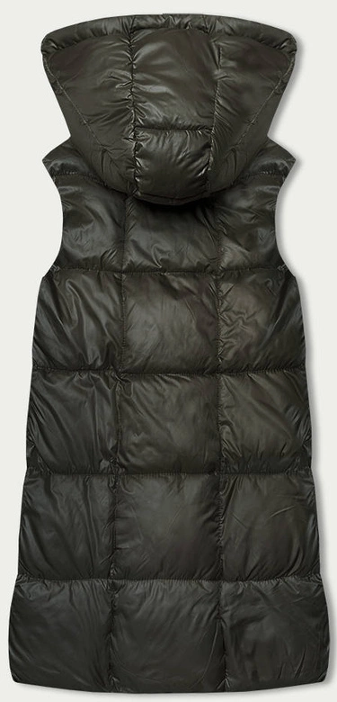 Prosta kamizelka damska z kapturem khaki (YP-22072-6)