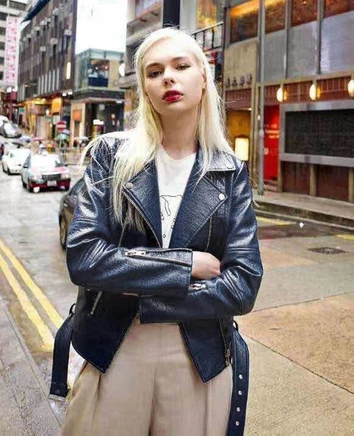 RAMONESKA Z EFEKTEM POPĘKANEJ SKÓRY GRANATOWA (C1018)