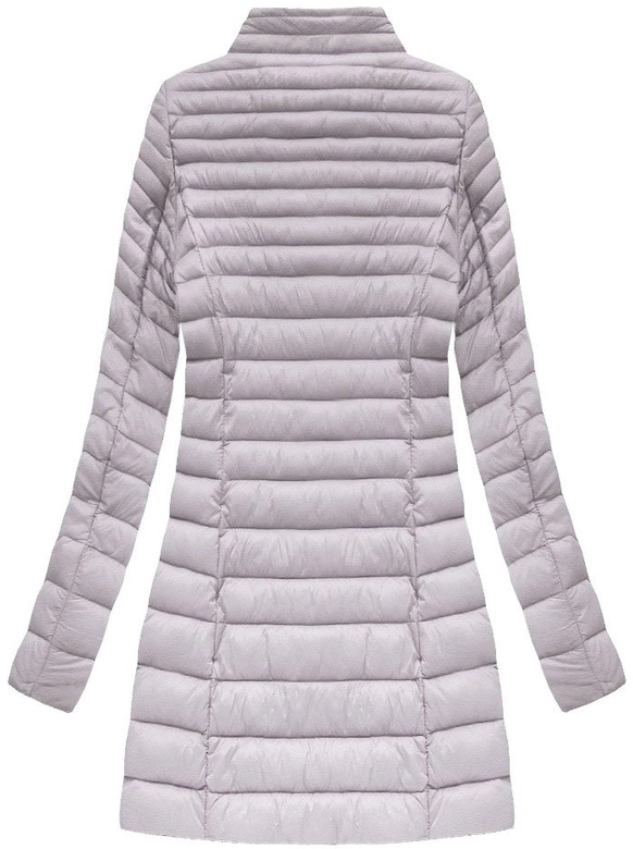 Dłuższa pikowana kurtka z kapturem wrzosowa (7240)