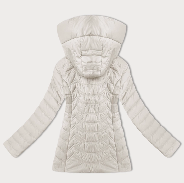 Pikowana kurtka damska z kapturem J Style ecru (16M9238-280)
