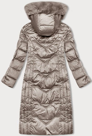 Taliowana długa kurtka zimowa cappuccino S'west (B8201-12)