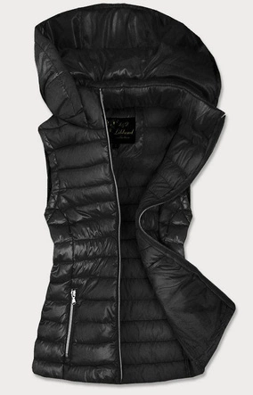 PIKOWANY BŁYSZCZĄCY BEZRĘKAWNIK DAMSKI CZARNY (7000)