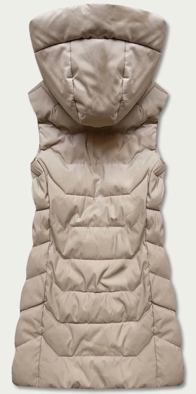 BEZRĘKAWNIK DAMSKI Z KAPTUREM BEŻOWY (B8020-46)