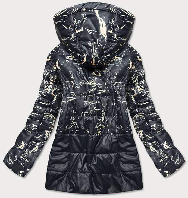 Damska kurtka z nadrukiem czarna (7769)