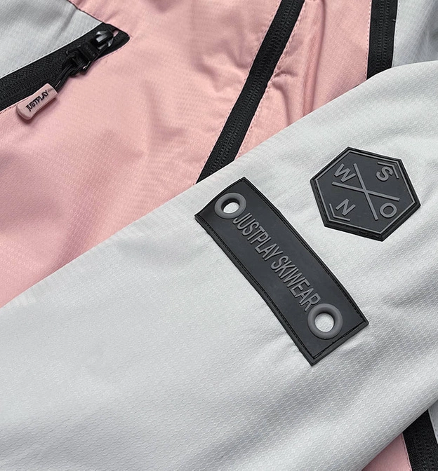 DAMSKA KURTKA ZIMOWA NARCIARSKA RÓŻOWO-SZARA (B2377)