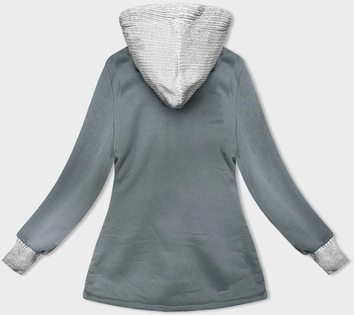 Damska bluza ze swetrowym kapturem szarozielona (AMG-312A)