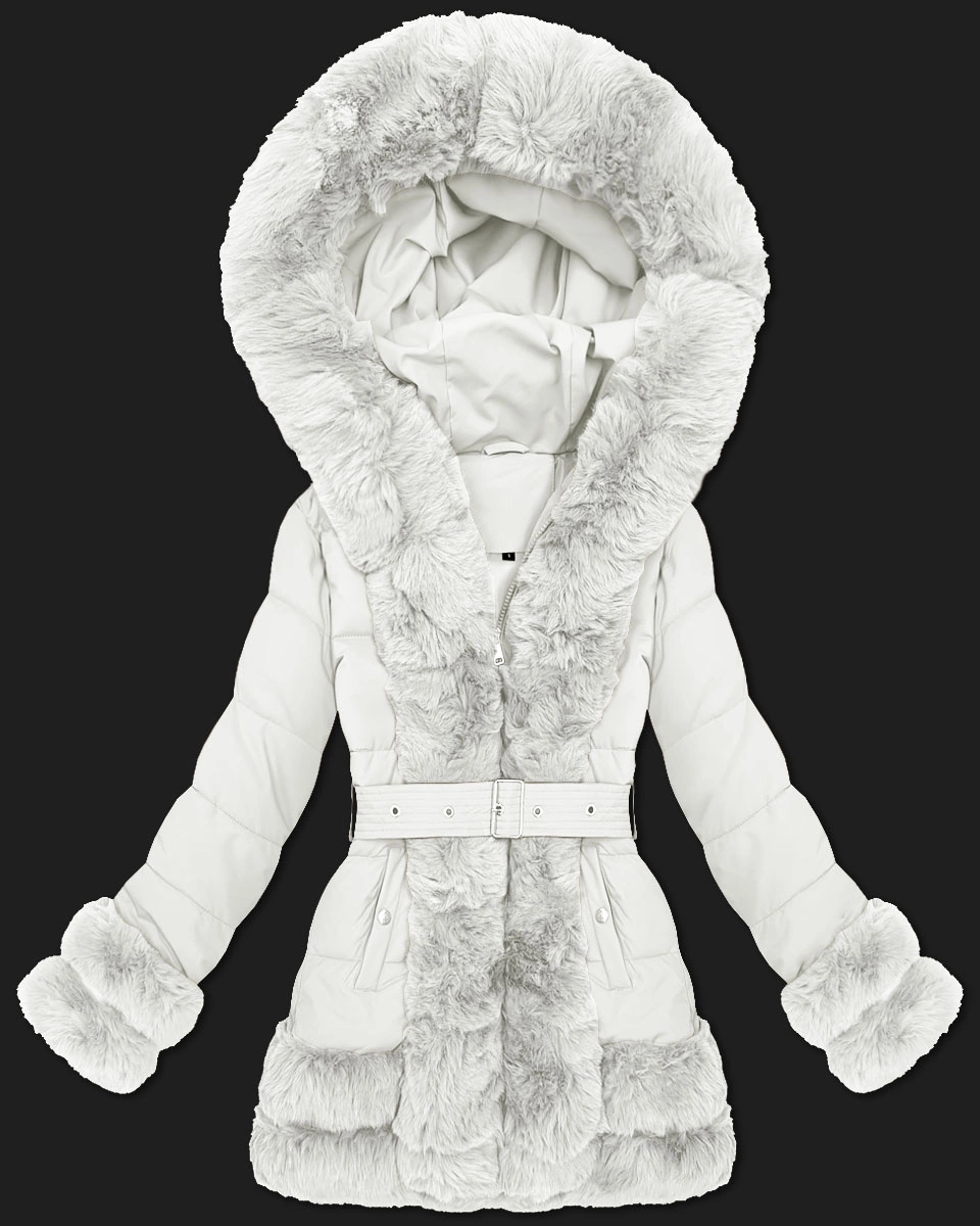 Przejściowa elegancka  kurtka z futerkiem S'West jasno-beżowa (B8526-26)