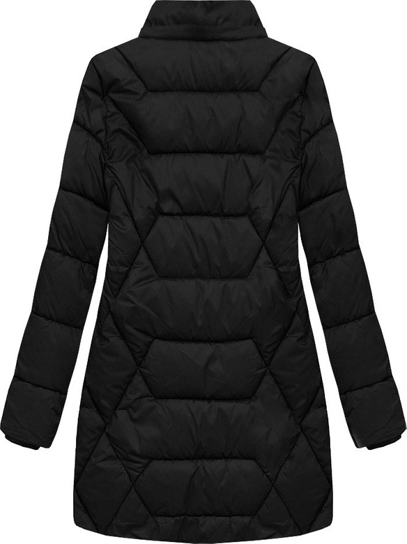 PIKOWANA KURTKA Z KAPTUREM CZARNA (B2644)