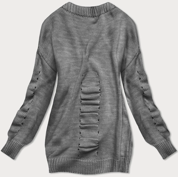 SWETER Z MARSZCZENIAMI CIEMNOSZARY (182ART)