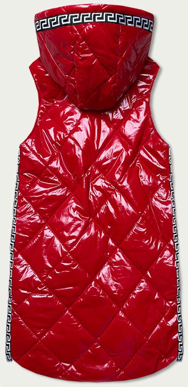 BŁYSZCZĄCA KAMIZELKA Z LAMÓWKAMI CZERWONA (7004BIG)
