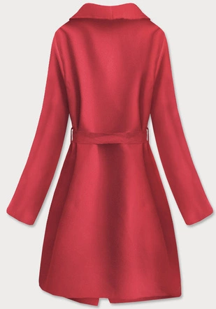 MINIMALISTYCZNY PŁASZCZ DAMSKI CZERWONY 2 (747ART)