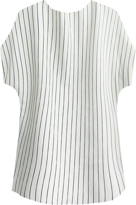 BLUZKA W PASKI Z NADRUKIEM BIAŁO-CZARNA (421ART)