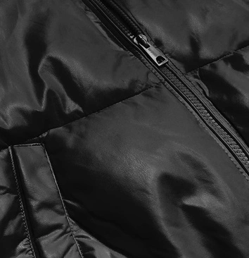 KRÓTKA KURTKA DAMSKA ZE SKÓRY EKOLOGICZNEJ CZARNA (202016)