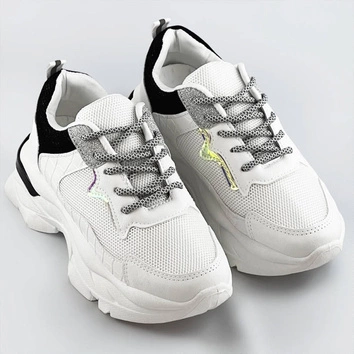 Sznurowane buty sportowe damskie biało-czarne (lu-3)