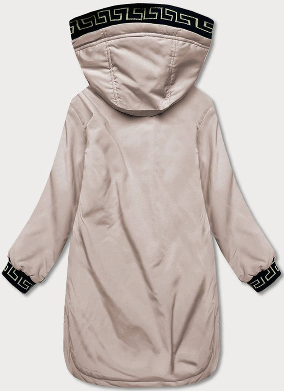 Kurtka damska z ozdobną lamówką jasnobeżowa (B8150-51)