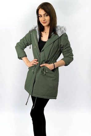Parka damska przejściowa khaki (w806)