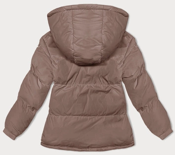 Damska kurtka zimowa z kapturem ciemny beż (5M3169-84)