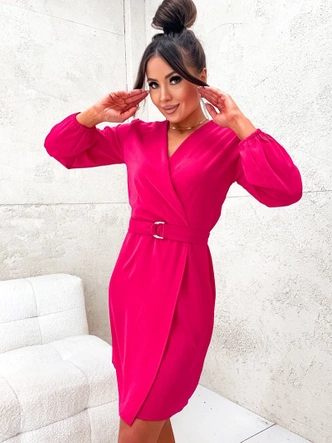 Elegancka sukienka kopertowa malinowa (8251)