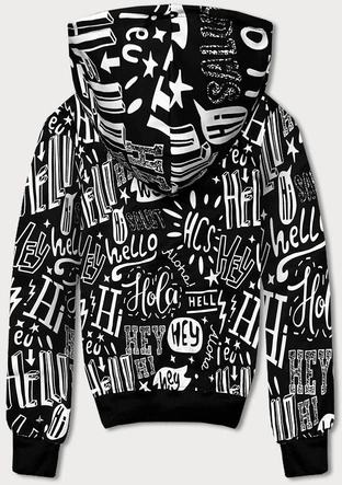 Męska bluza kangurka z nadrukiem czarna (8B1150-1)