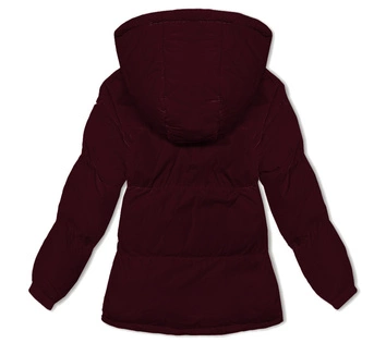 Damska kurtka zimowa z kapturem bordowa (5M3169-1)