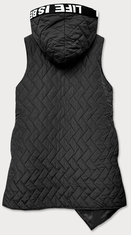 DŁUGA ASYMETRYCZNA KAMIZELKA DAMSKA CZARNA (677ART)