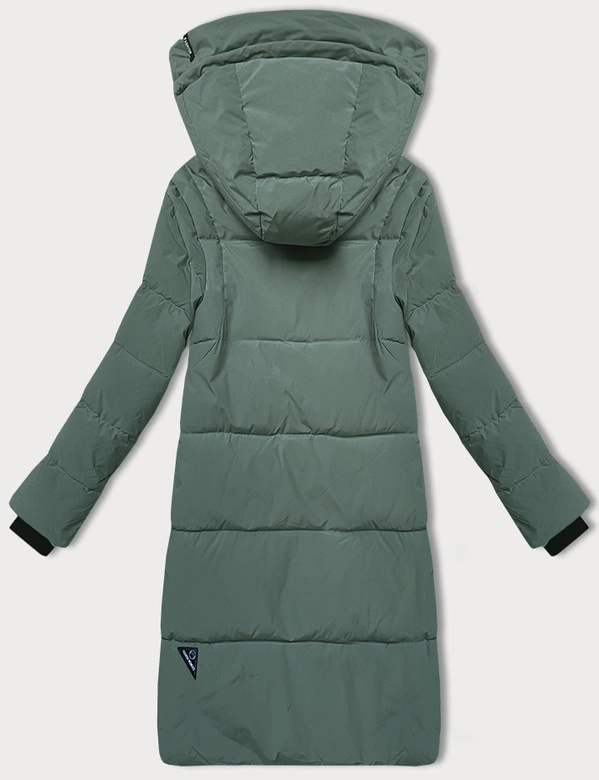 Pikowana kurtka zimowa damska LHD szarozielona (LHD-24572)