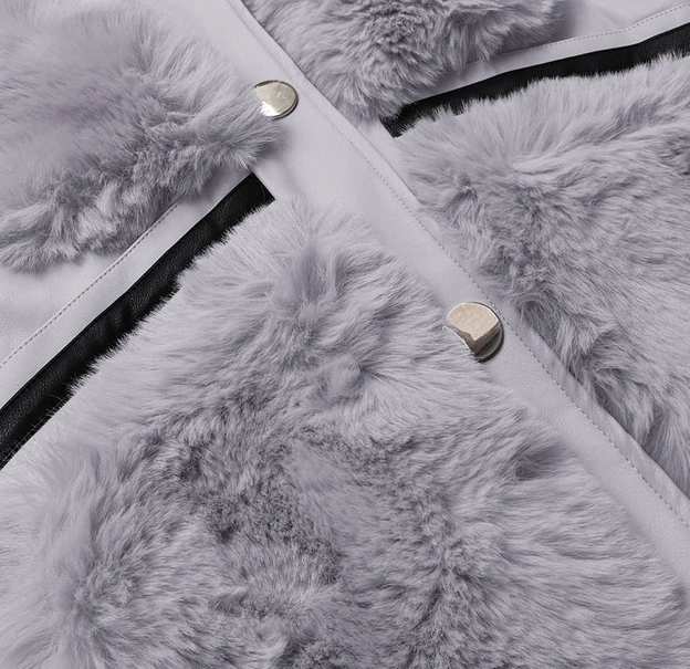Elegancka kamizelka ekoskóra i futro szara (br9593-102)