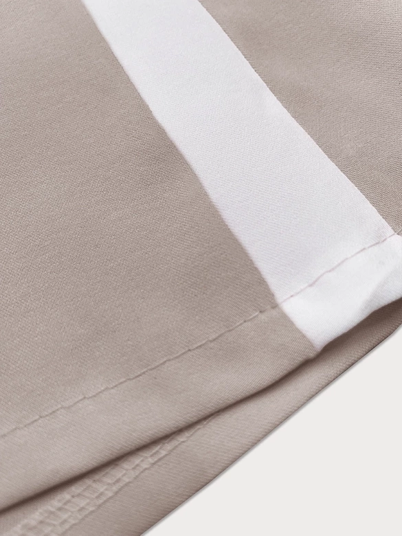 Luźne spodnie damskie z lampasami ciemny beż (764ART)