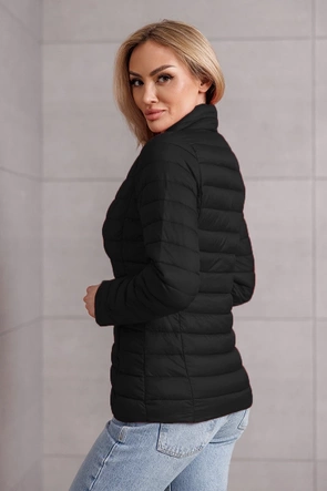 Pikowana kurtka damska ze stójką czarna (16M9111-392)