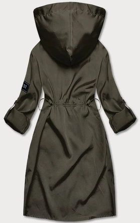 Cienka narzutka damska z kapturem khaki (B8118-11)