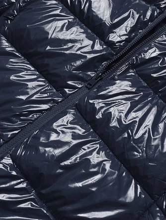 Lakierowana pikowana kurtka damska granatowa (7693)