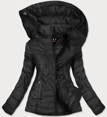 CIENKA PIKOWANA KURTKA DAMSKA CZARNA (68-1938)