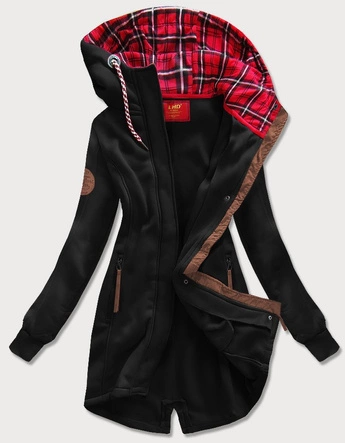 DŁUGA BLUZA DAMSKA Z KAPTUREM CZARNA (AMG-675)