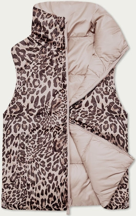 Dwustronna krótka kamizelka S'West perłowy róż-panterka (B8346-51)