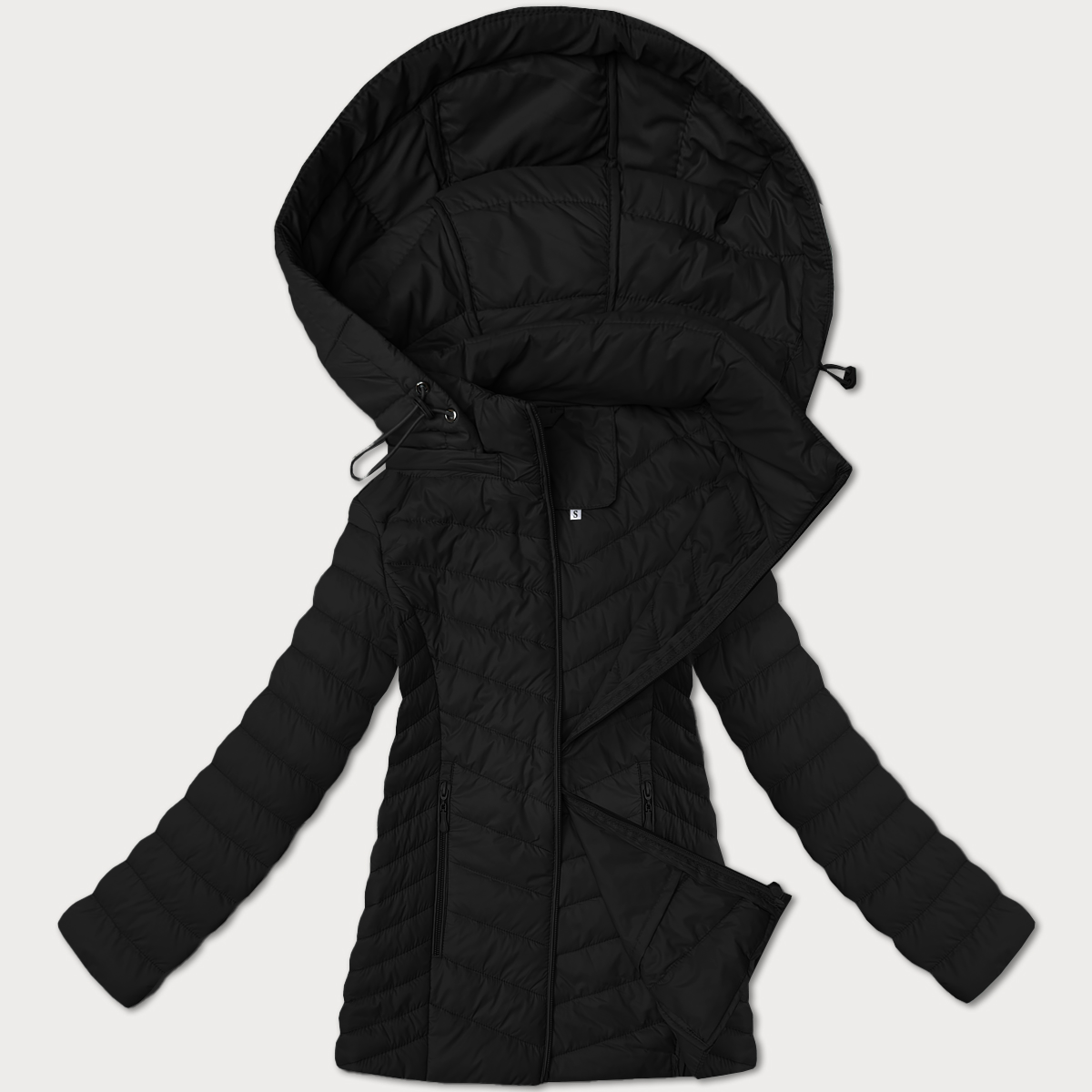Lekka kurtka damska z odpinanym kapturem J Style czarna (16M9230-392)