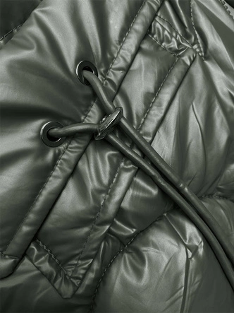 Taliowana kamizelka z kapturem khaki (B8172-11)