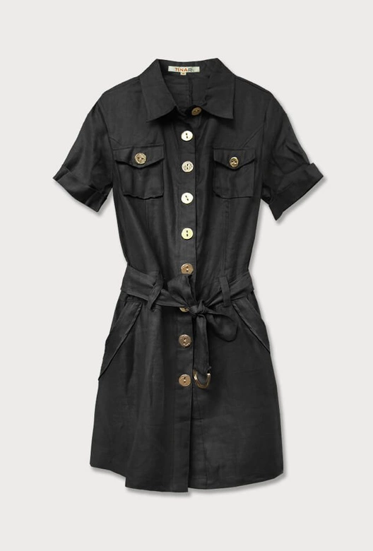 SUKIENKA MINI Z LNU CZARNA (2829)