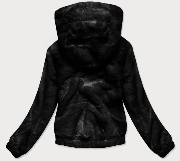 KRÓTKA KURTKA DAMSKA OVERSIZE FUTRO CZARNA (BR9597-1)