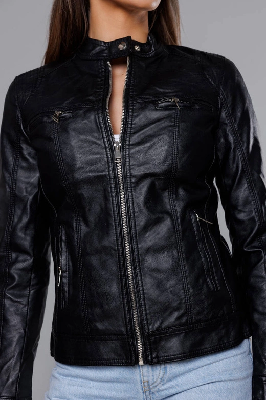 Kurtka ramoneska ze stójką czarna (11Z8010)