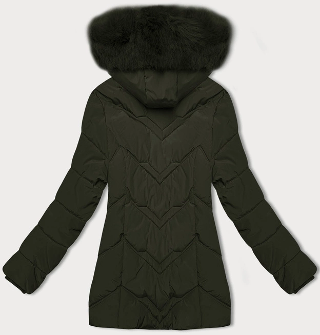 Kurtka zimowa damska plus size z kapturem S'west khaki (B8300-11)