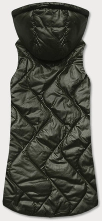 Bezrękawnik damski z kapturem khaki (B0129-11)