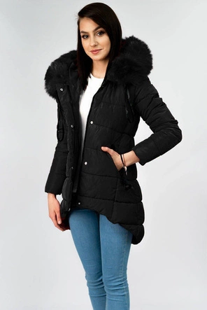 Asymetryczna kurtka damska zimowa czarna (x7670x)