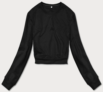 Cienka krótka bluza dresowa damska czarna (8B938-3)