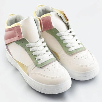 Damskie sneakersy za kostkę biało-pastelowe (wh2122)