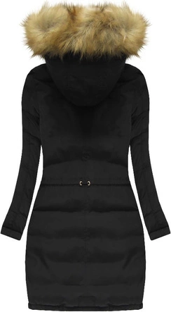 DWUSTRONNA KURTKA DAMSKA ZIMOWA Z KAPTUREM CZARNA (W707)