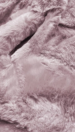 Kurtka damska futro z kapturem pudrowo różowa (br9741-81)