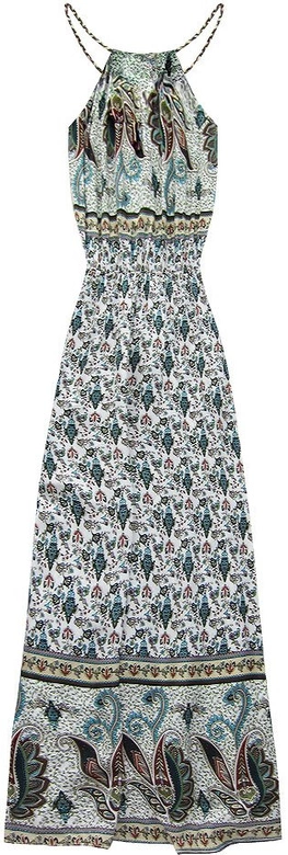 WZORZYSTA SUKIENKA MAXI BIAŁO-ZIELONA (2636)